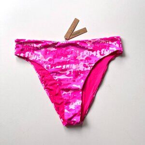 NWT Women's Skims Logo Recycled Swim Pink Camo Mid Waist Bikini Bottoms XLarge